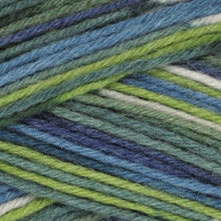 Stripy Strømpegarn - Petrol/Lime mønster